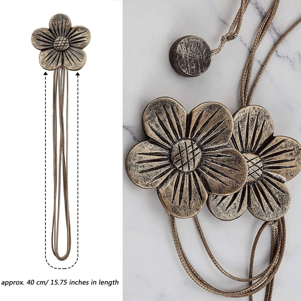 Vintage Magnetic Curtain Tiebacks (Resin) for Window Drapery - Set of 2