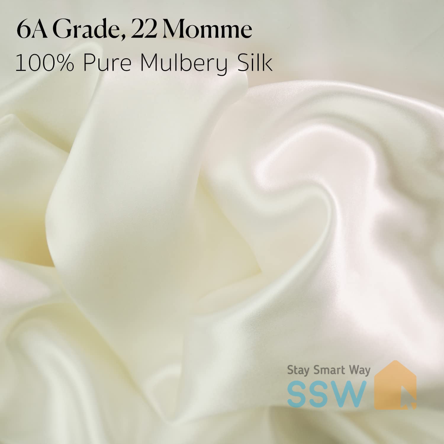 Silk Pillowcase 100% Pure Natural Mulberry, 22 Momme with Hidden Zipper