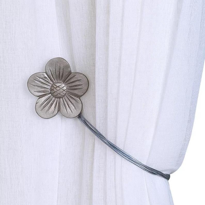 Vintage Magnetic Curtain Tiebacks (Resin) for Window Drapery - Set of 2