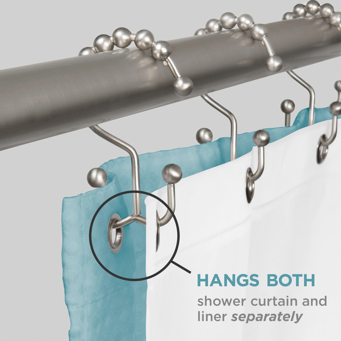 Shower Curtain Hooks, Stainless Steel, Set of 12