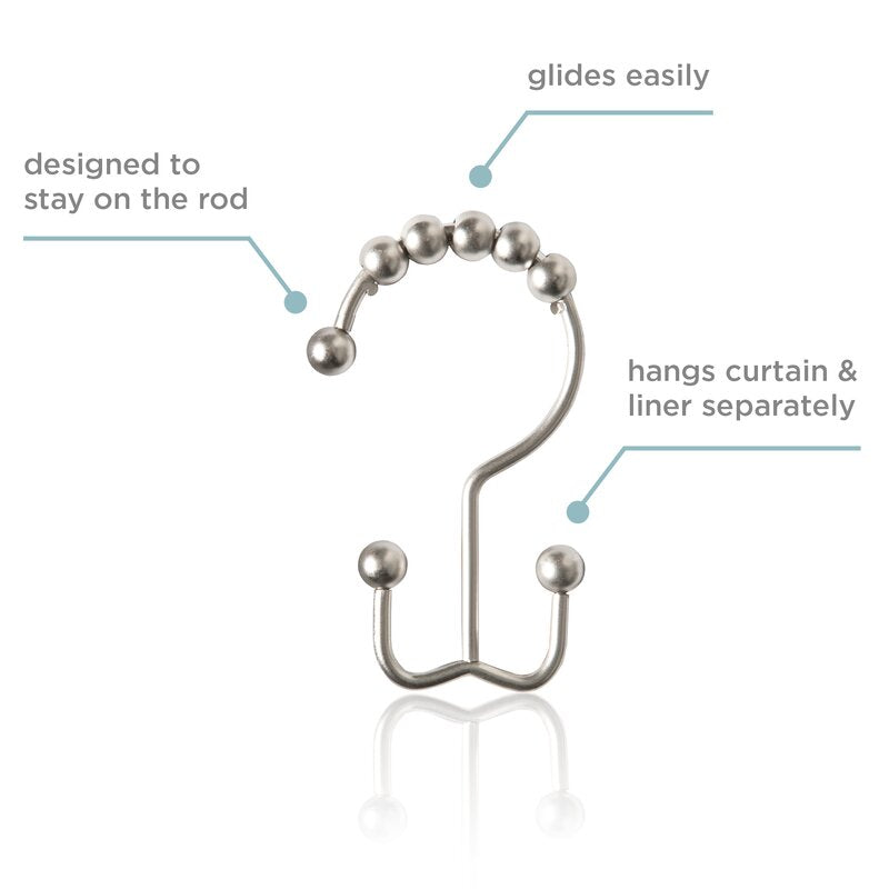 Shower Curtain Hooks, Stainless Steel, Set of 12