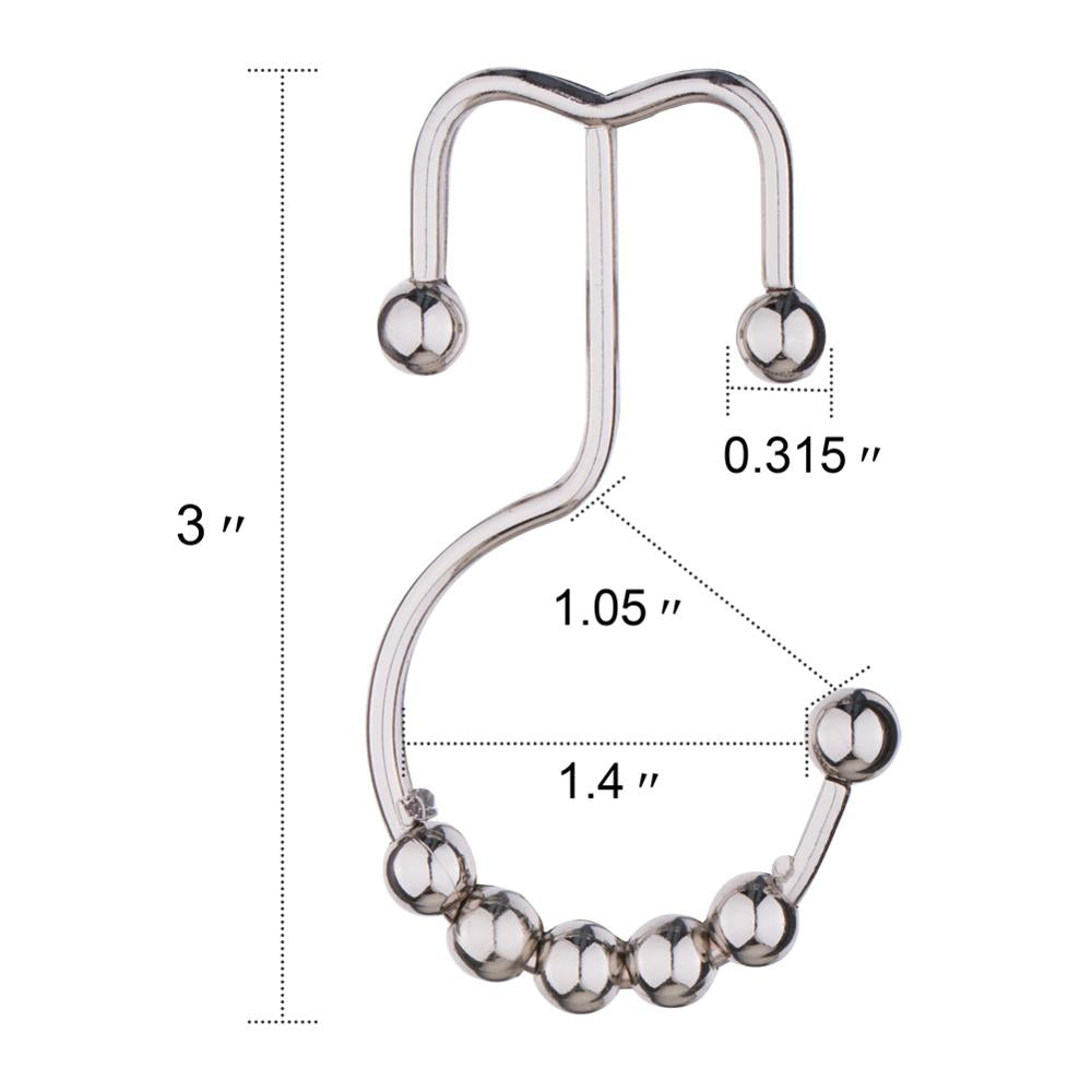 Shower Curtain Hooks, Stainless Steel, Set of 12