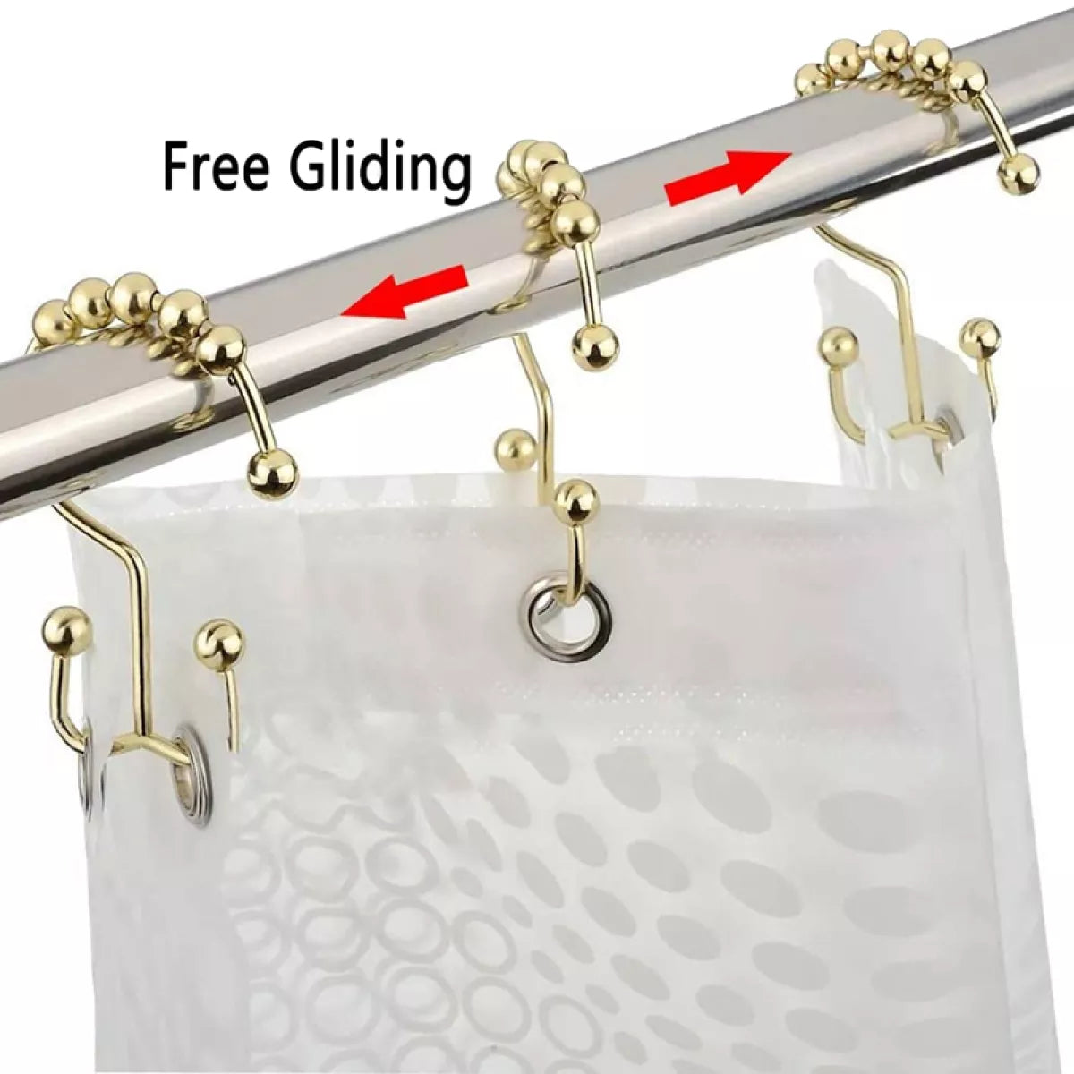 Shower Curtain Hooks, Stainless Steel, Set of 12