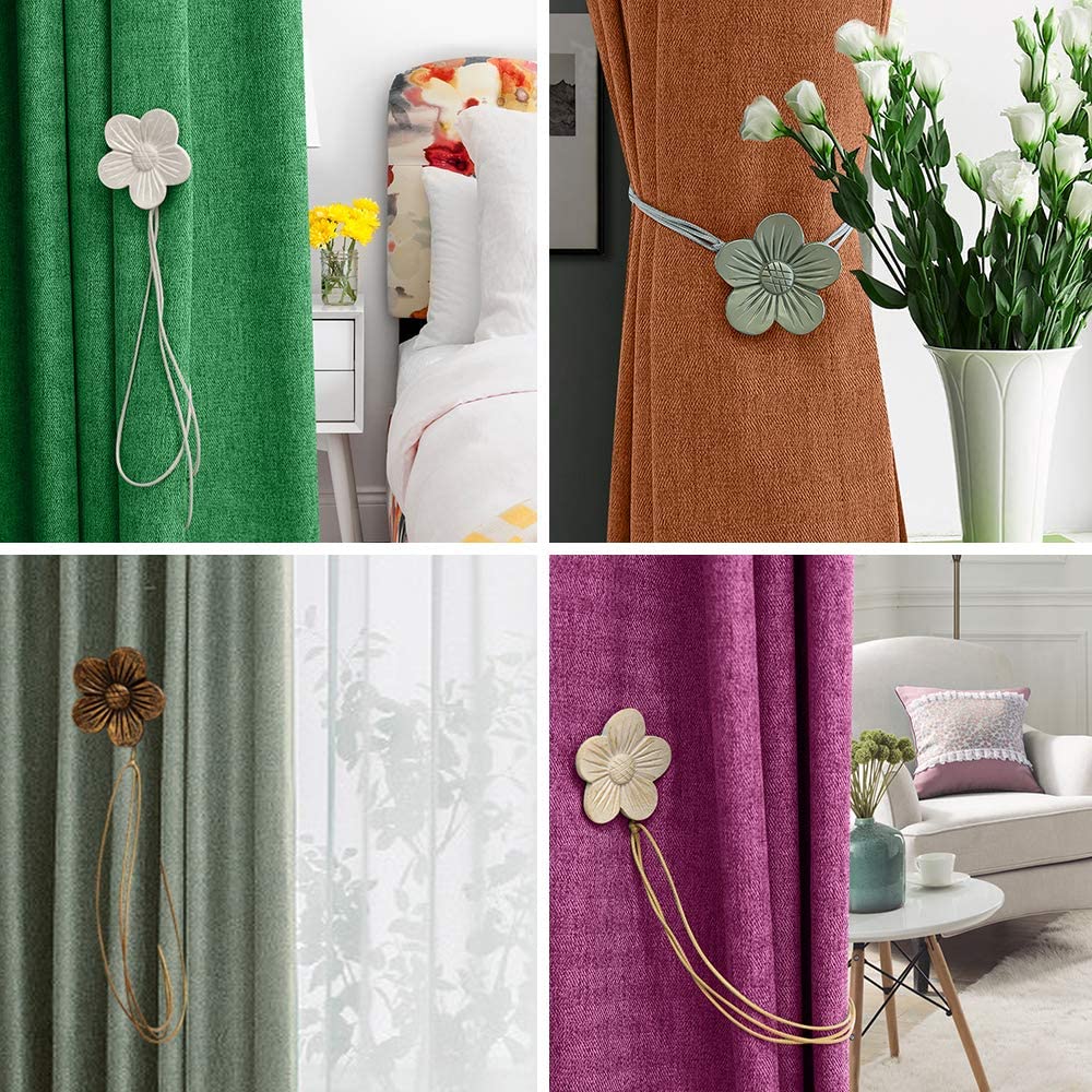 Vintage Magnetic Curtain Tiebacks (Resin) for Window Drapery - Set of 2