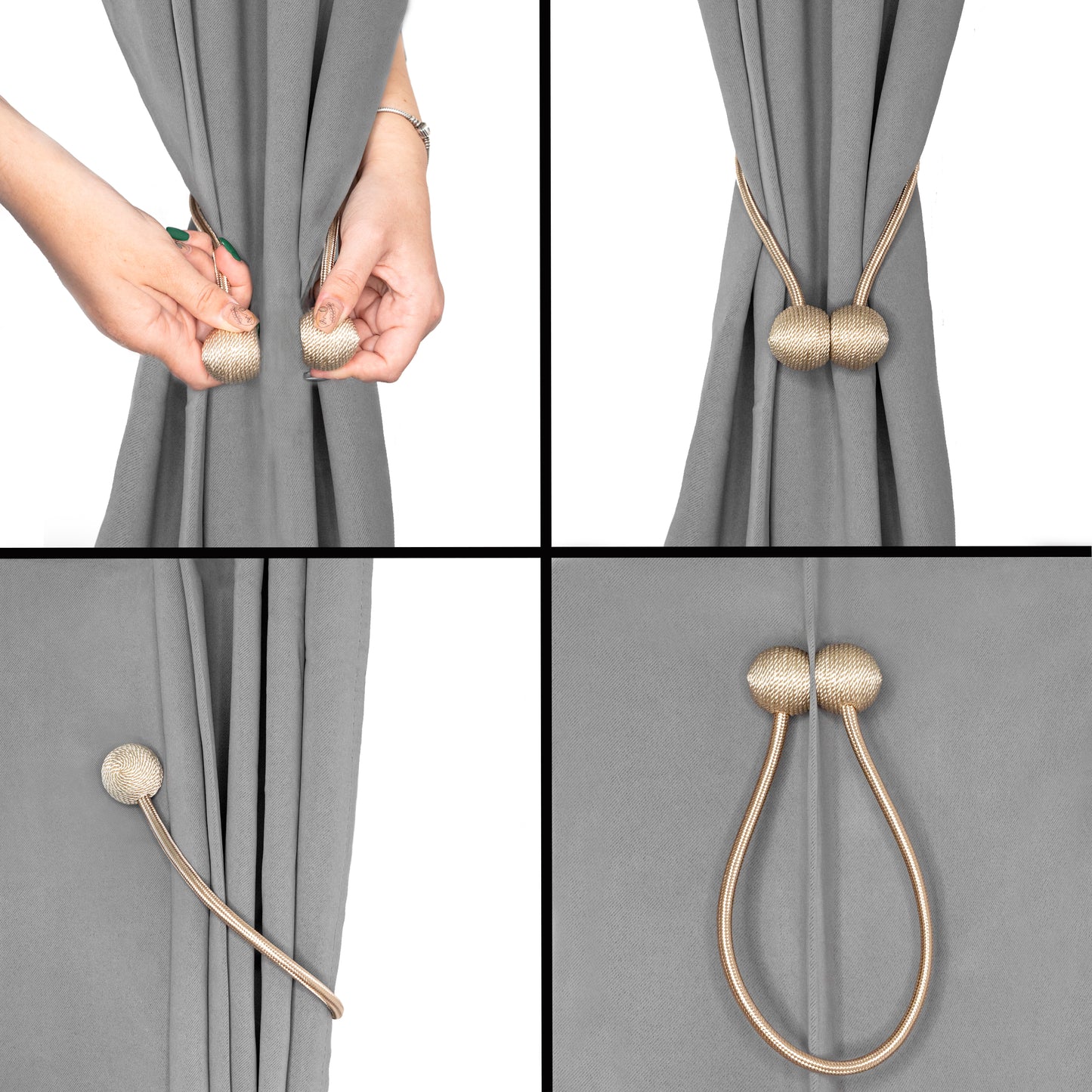 Magnetic Curtain Tie Back for Blackout and Draperies - Set of 2