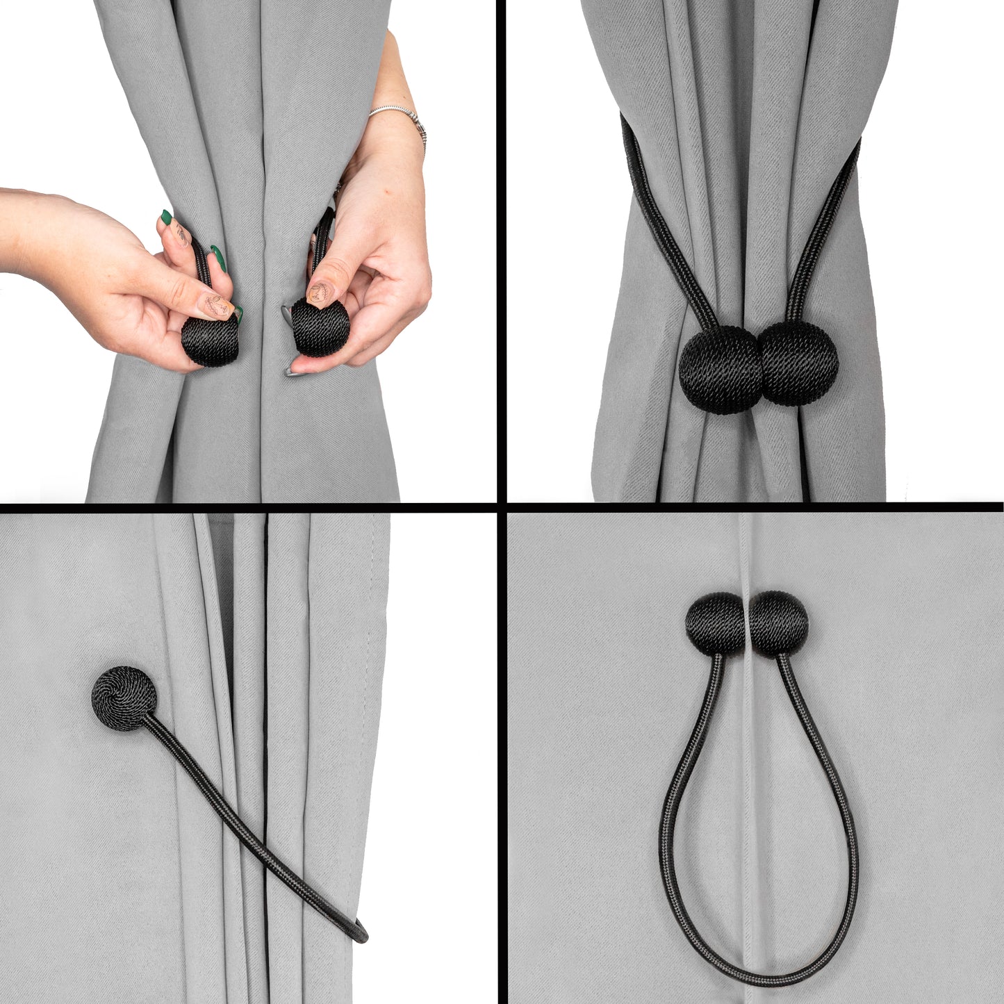 Magnetic Curtain Tie Back for Blackout and Draperies - Set of 2