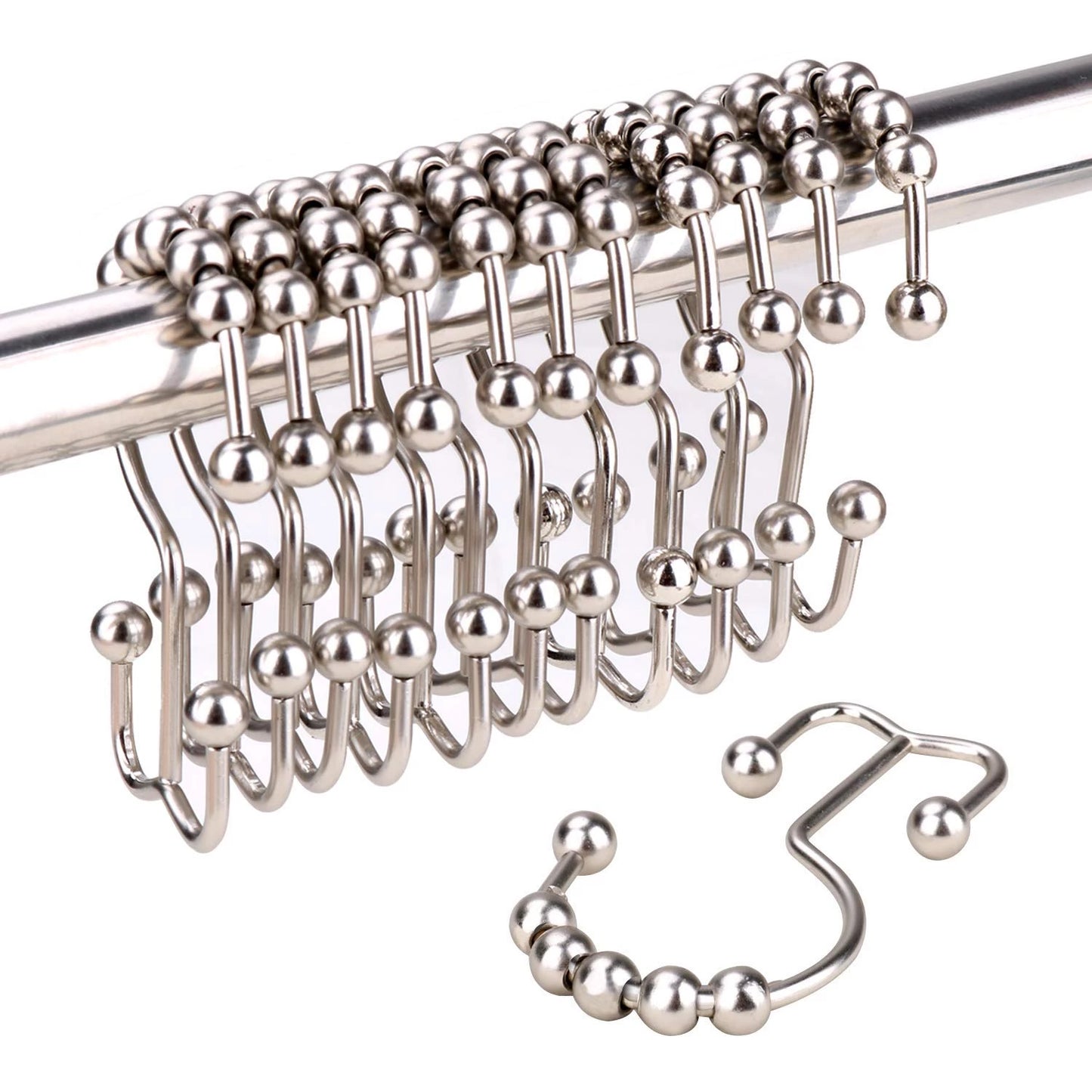 Shower Curtain Hooks, Stainless Steel, Set of 12