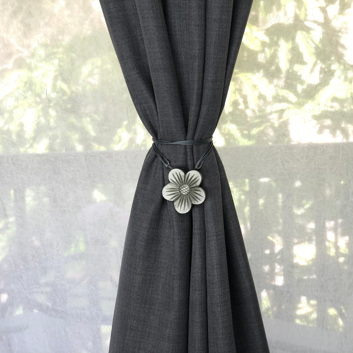 Vintage Magnetic Curtain Tiebacks (Resin) for Window Drapery - Set of 2