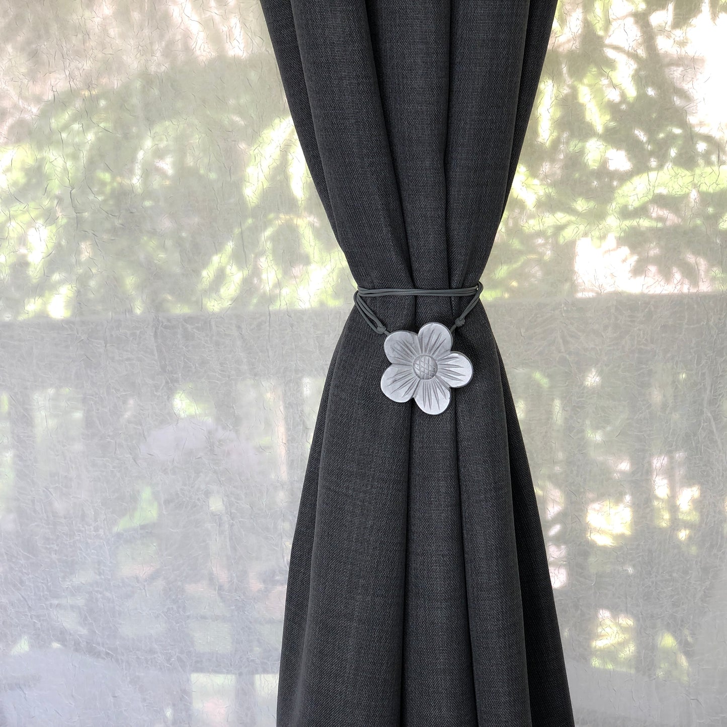 Vintage Magnetic Curtain Tiebacks (Resin) for Window Drapery - Set of 2