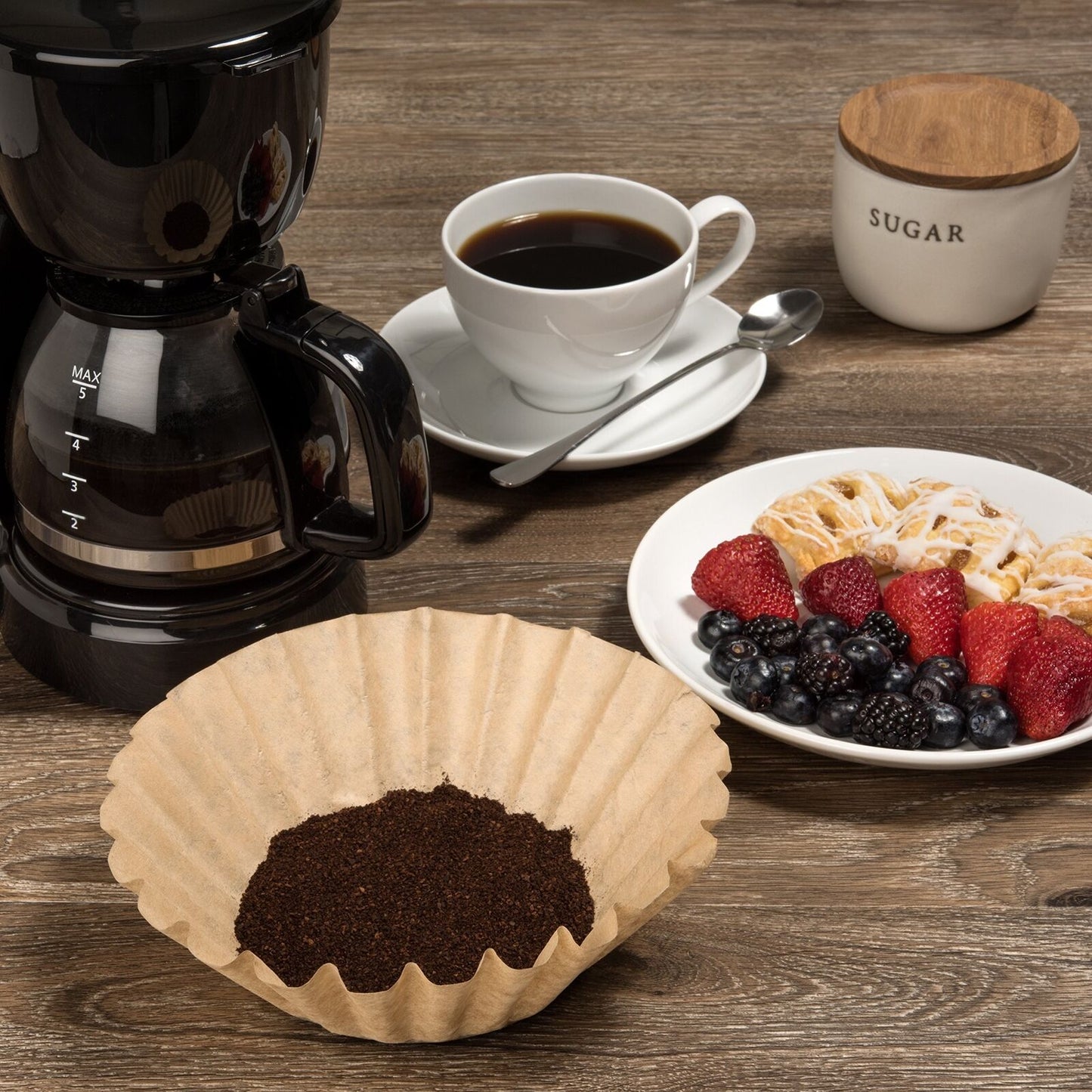 Large Coffee Filters, 9,75"-4,5" Unbleached, 12-16 Cup Basket, Biodegradable