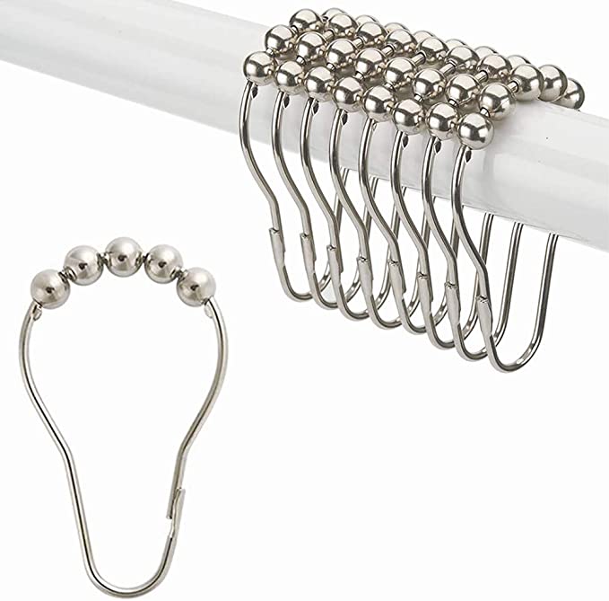 Hermosa Collection Luxury Hotel Quality Shower Curtain Hooks Silver Chrome Finish Rings S Hook 12 Pk.
