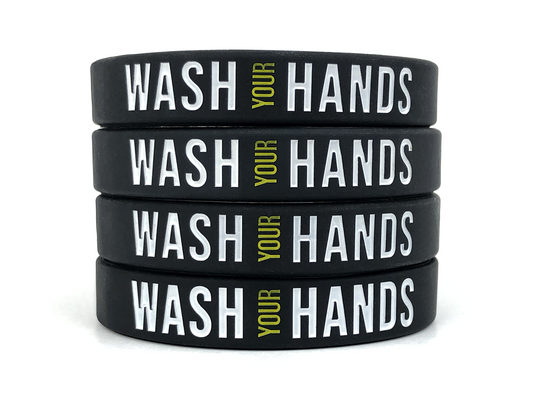 Wash you hands - Silicone Wristbands - Set of 4